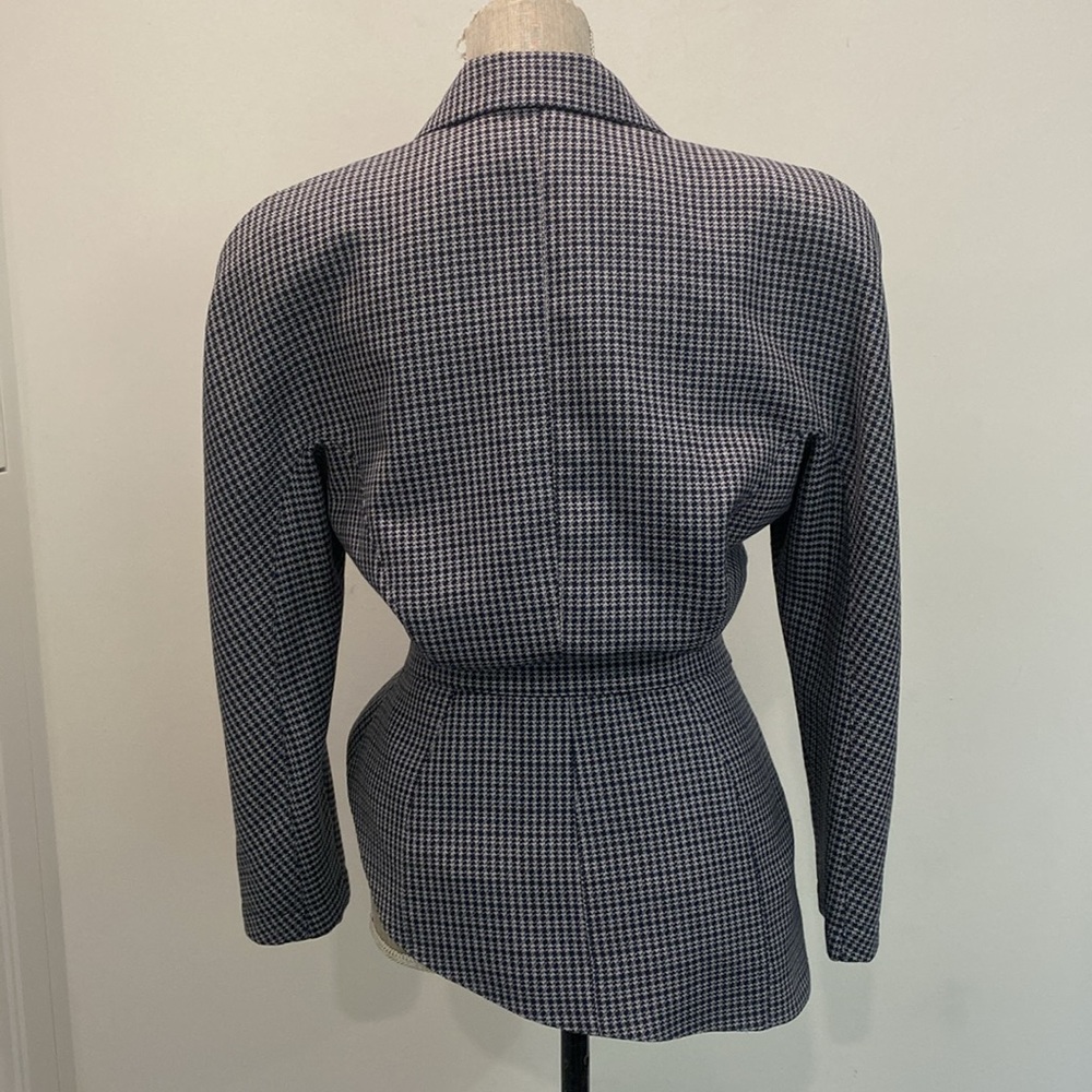 Thierry Mugler Asymmetrical Blazer Vintage Size 40  Sculptural Wool Houndstooth - Picture 9 of 16